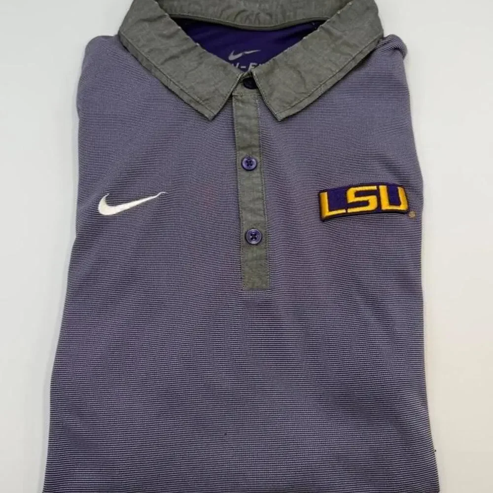 Nike Dri fit golf polo LSU tigers purple golf. Tagged size large but fits medium